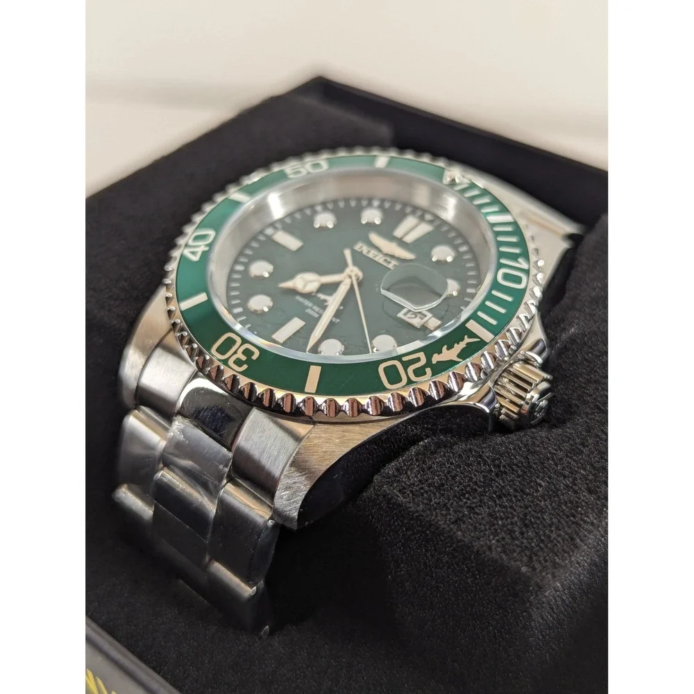Invicta Pro Diver 50890 Mens Watch 42mm Green Dial Steel Band PC32 Quartz New